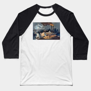 Steamboat Wooding Up on the Mississippi 1863 Frances Flora Bond Palmer Baseball T-Shirt